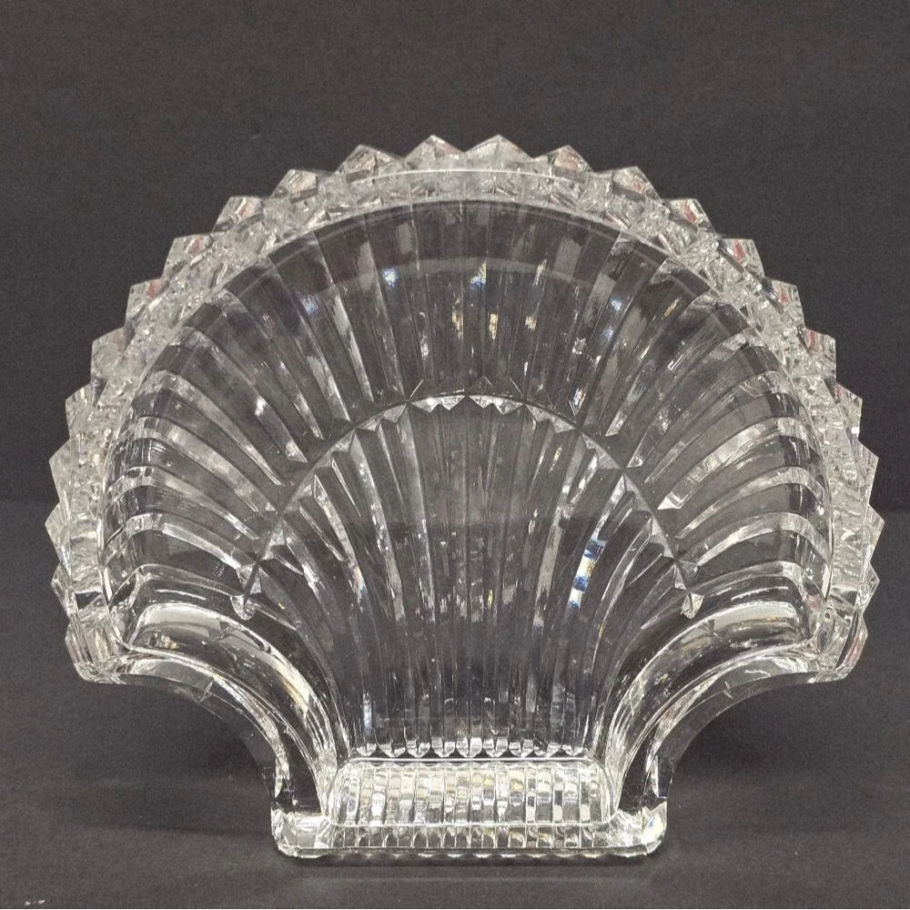 Vintage Waterford Crystal Scalloped Sea Shell Jewelry Trinket Vanity Dish